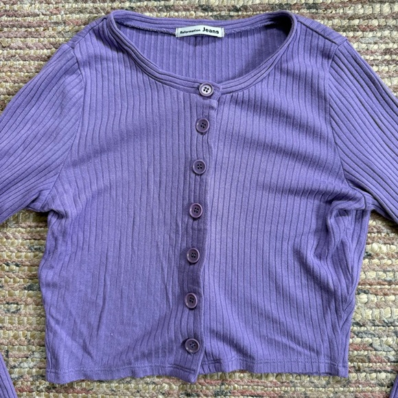 Reformation Purple Ribbed Cardigan - Picture 2 of 10